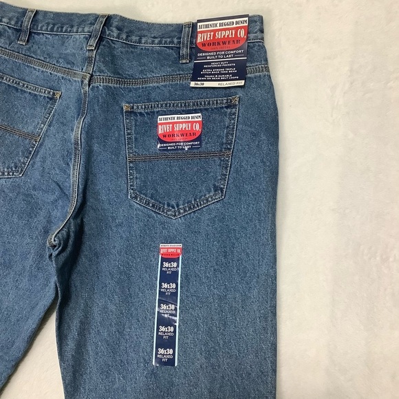 Rivet Supply Co. NWT Men’s Relaxed Fit Workwear Jeans Size 36 x 30 Blue - Picture 4 of 10